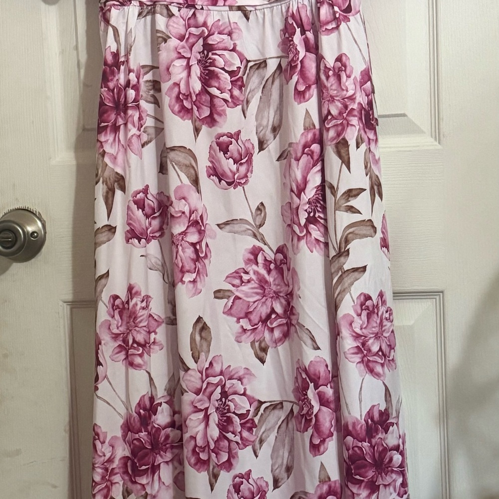 SHEIN Pink Pleated A-Line Midi Skirt